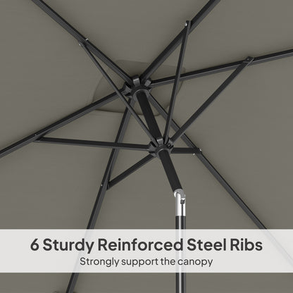 Outsunny 3x2m Patio Parasol Garden Umbrellas Canopy with Aluminium Tilt Crank Rectangular Sun Shade Steel, Light Grey