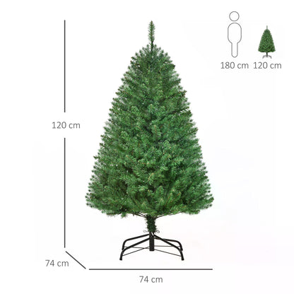 HOMCOM 4 Feet Prelit Artificial Christmas Tree Warm White LED Light Holiday Home Xmas Decoration, Green