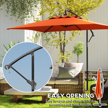 Outsunny 3(m) Cantilever Overhanging Parasol, with Cross Base - Orange