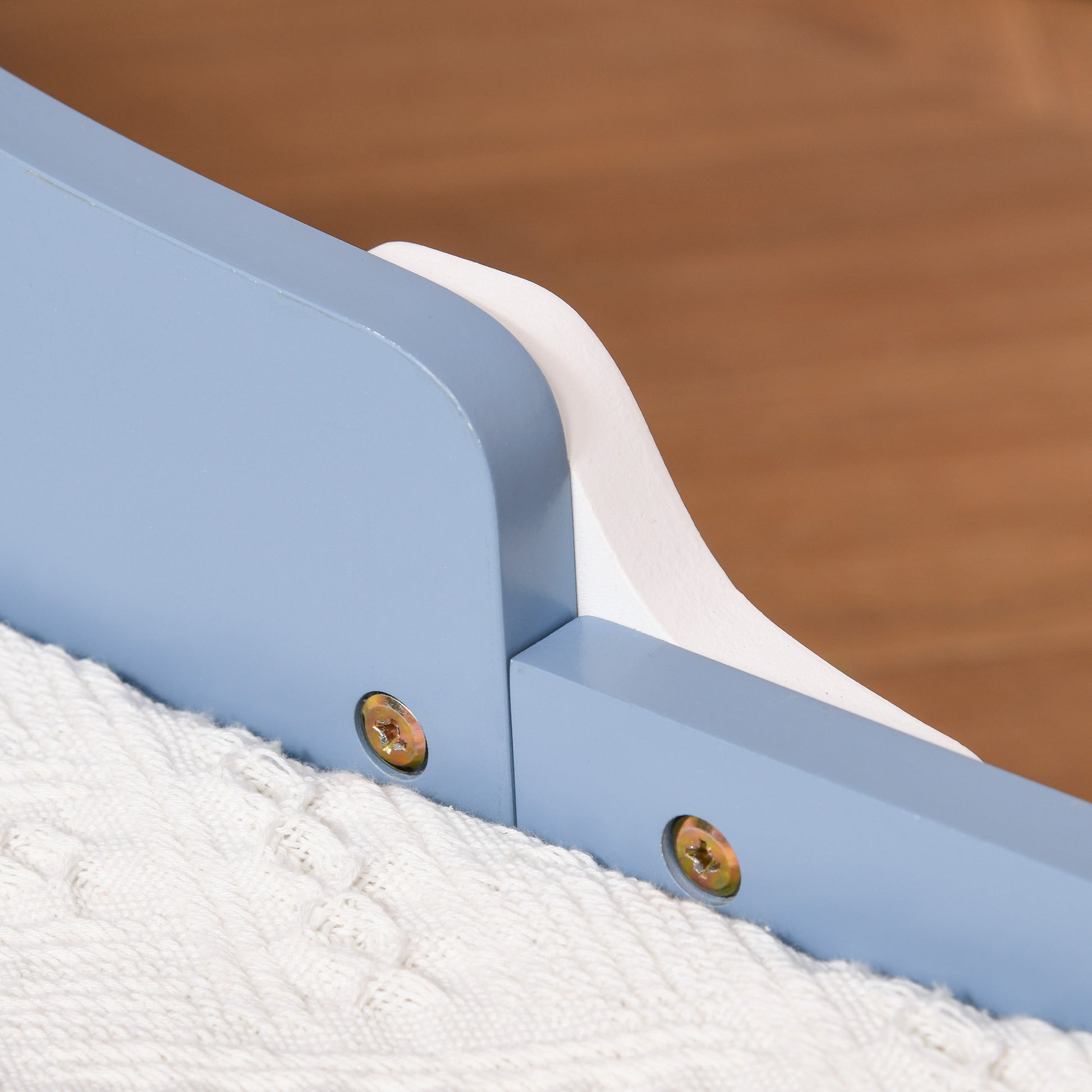 HOMCOM Kids Toddler Wooden Bed Round Edged with Guardrails Stars Image 143 x 74 x 59 cm Blue