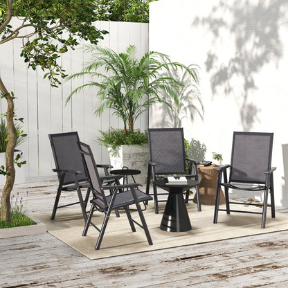 Outsunny Set of Four Folding Garden Chairs - Charcoal Grey