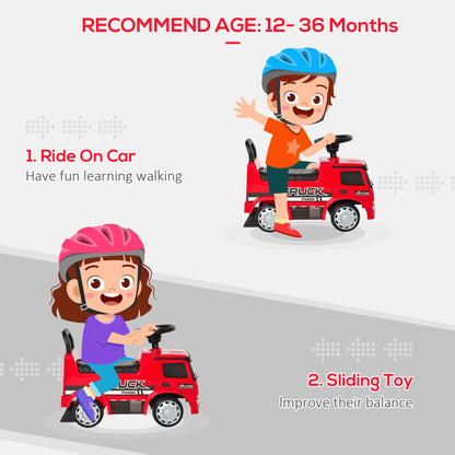 HOMCOM 3-in-1 Ride On Car Licensed Mercedes-Benz Truck Stroller Toddler Under Seat Storage Handle Steering Wheel Horn for Baby 12 - 36 Months Red