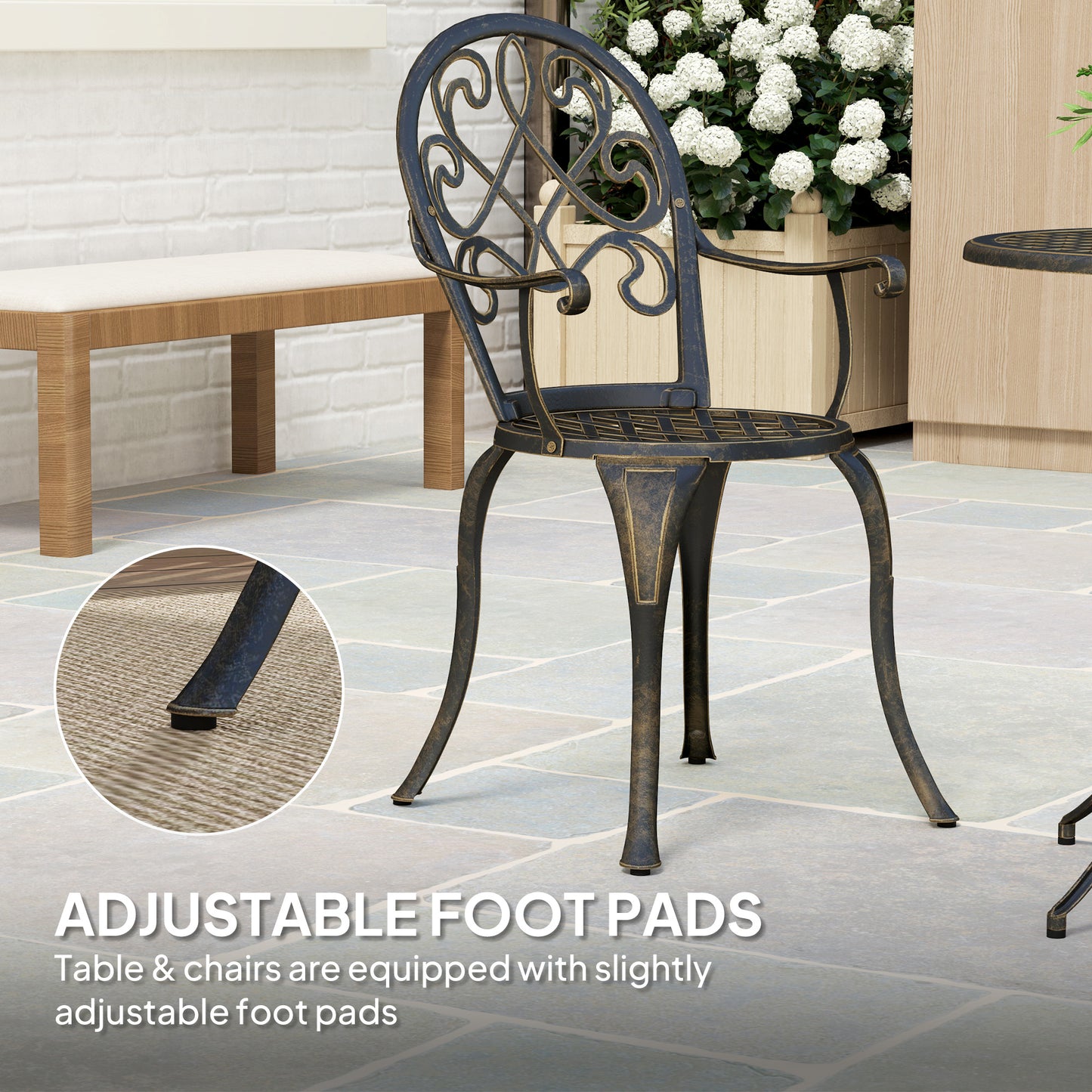 Outsunny Three-Piece Elegant Aluminium Garden Set - Bronze Tone