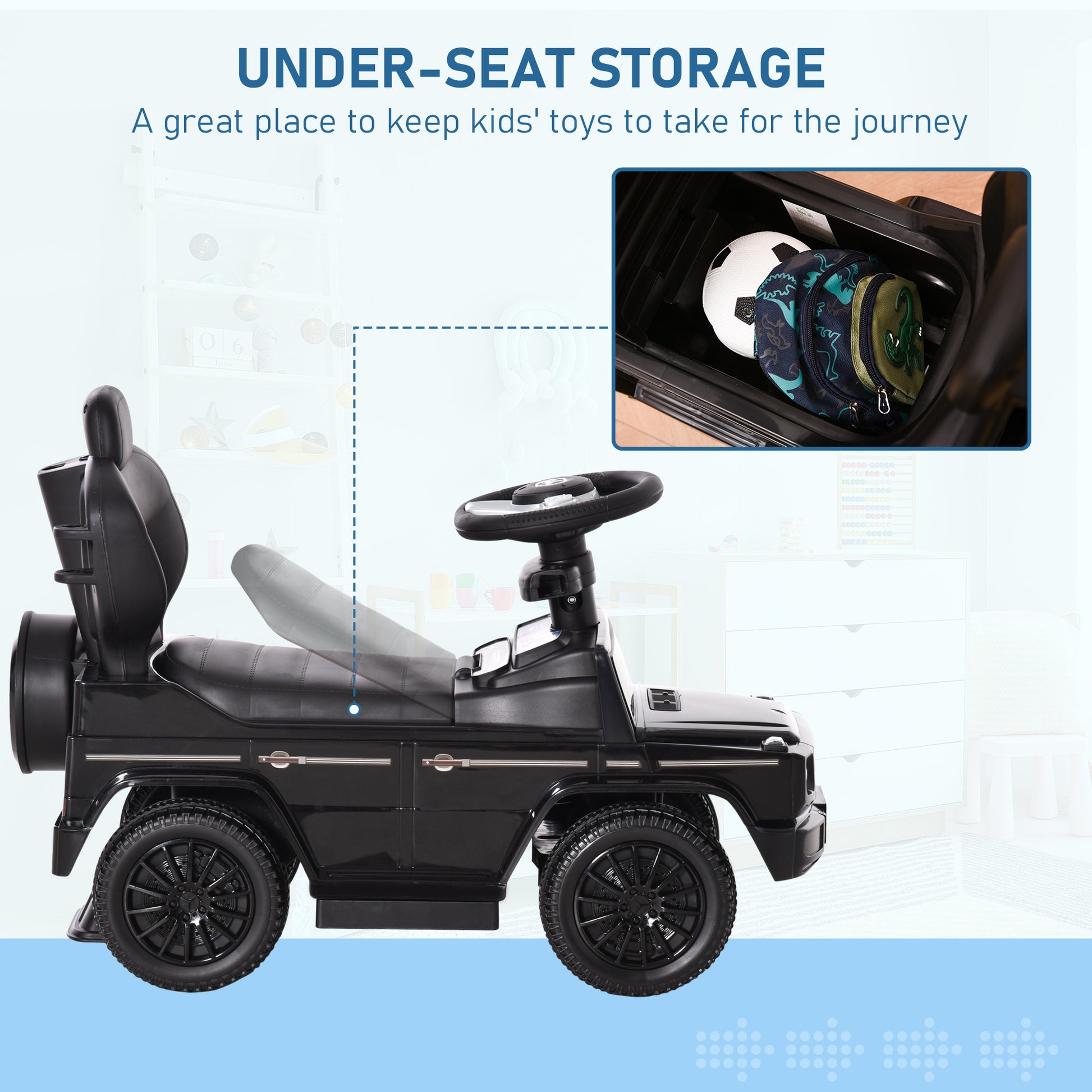 HOMCOM Ride-On Car Push Along Car Mercedes-Benz G350 Sliding Walker Foot to Floor Slider Stroller Toddler w/ Steering Wheel, Black