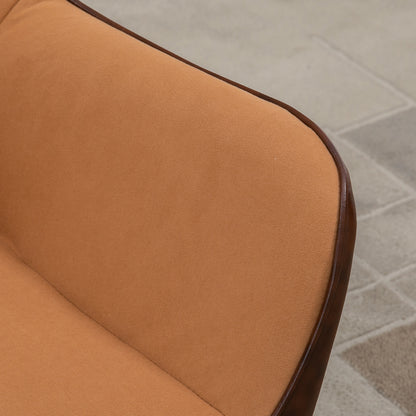 HOMCOM Modern Velvet Armchairs with Gold Steel Legs, Upholstered Accent Chairs for Living Room and Bedroom, Light Brown