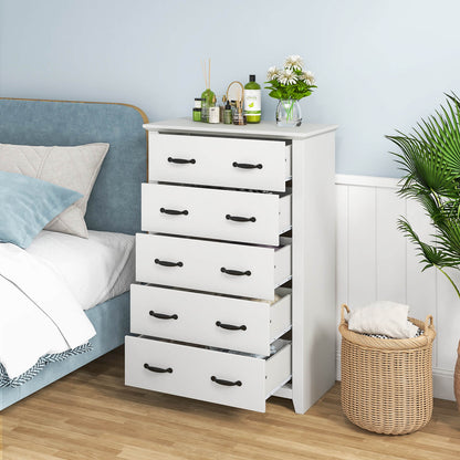 Dresser Vertical Chest of Drawers with 5 Pull-out Drawers-White