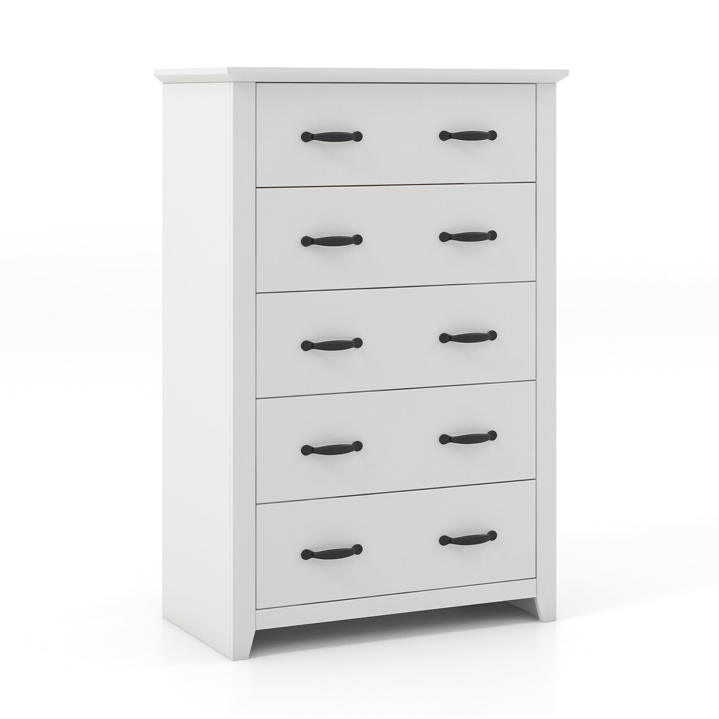 Dresser Vertical Chest of Drawers with 5 Pull-out Drawers-White