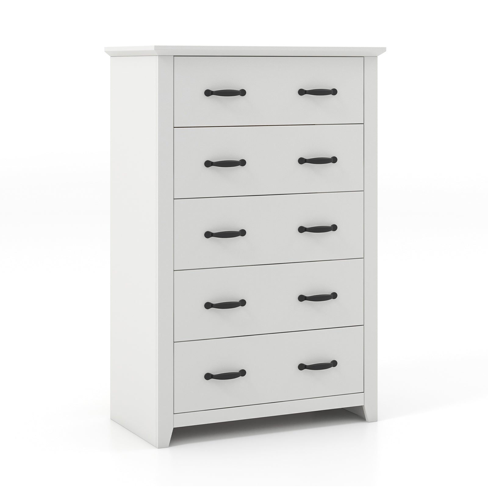 Dresser Vertical Chest of Drawers with 5 Pull-out Drawers-White