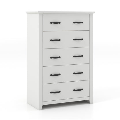 Dresser Vertical Chest of Drawers with 5 Pull-out Drawers-White