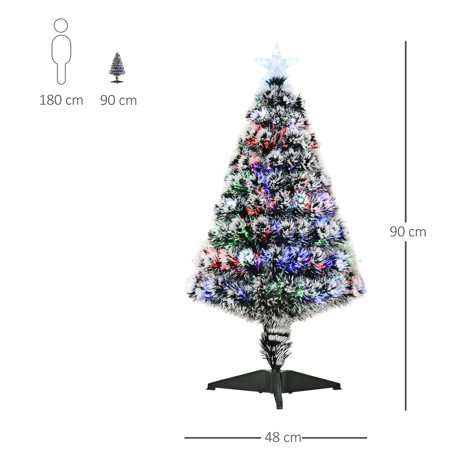 HOMCOM 3ft 90cm Green/White Artificial Christmas Tree W/ Prelit LED