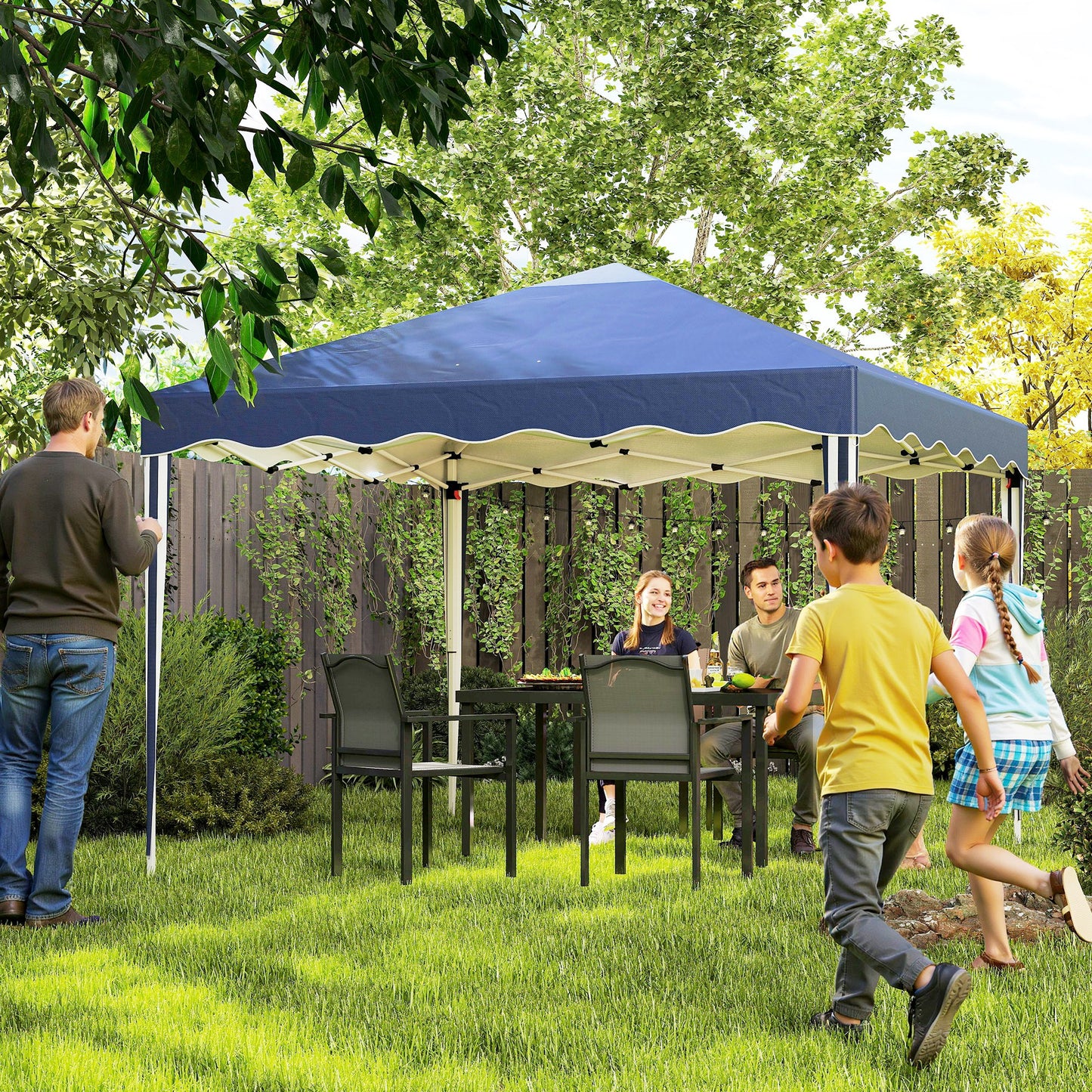 Outsunny 3 x 3cm Adjustable Height Pop-Up Gazebo, with Bag - Blue