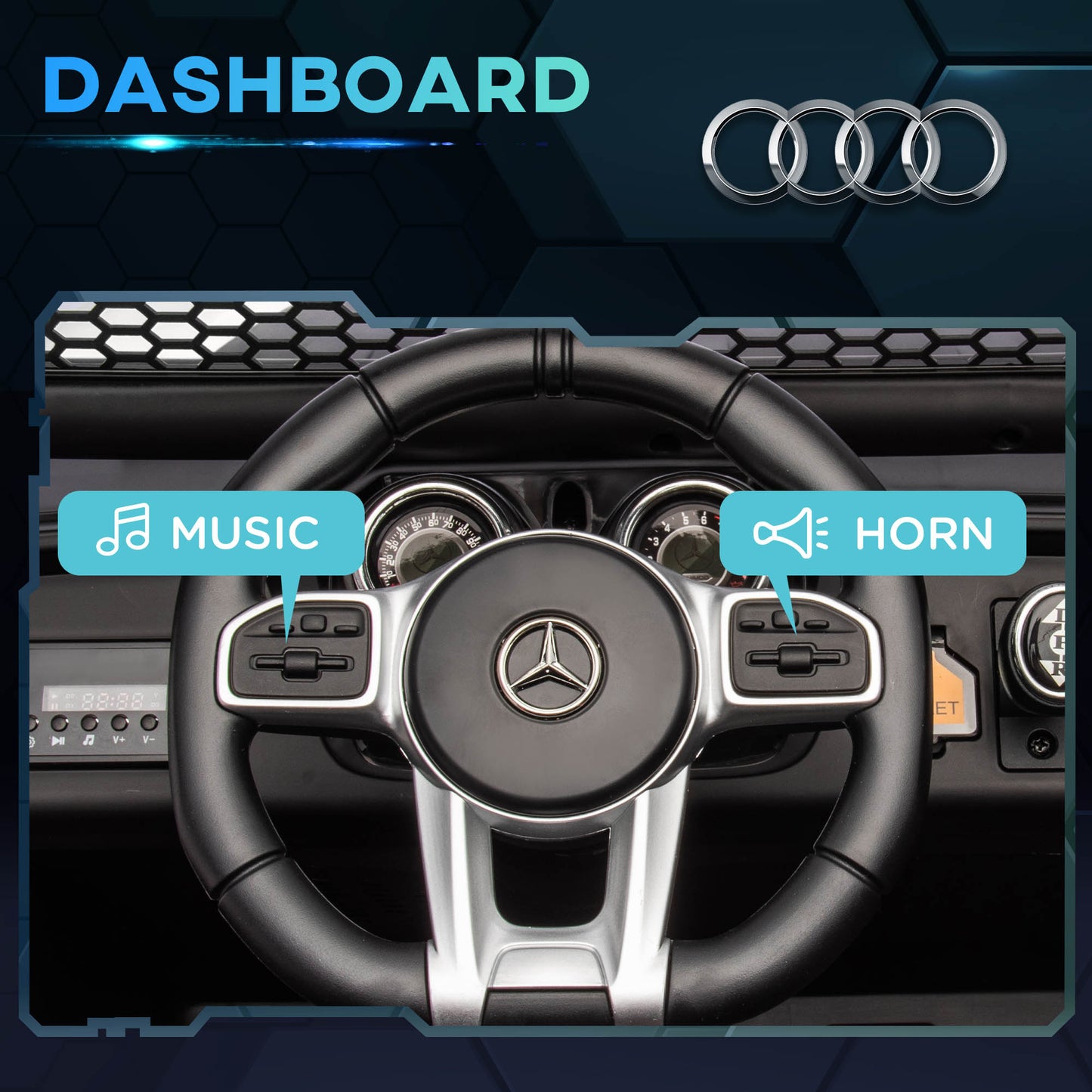 HOMCOM 12V Licensed Mercedes-Benz Kids Electric Ride On Car, Battery Powered Off-road Toy with Remote Control, Horns, Lights