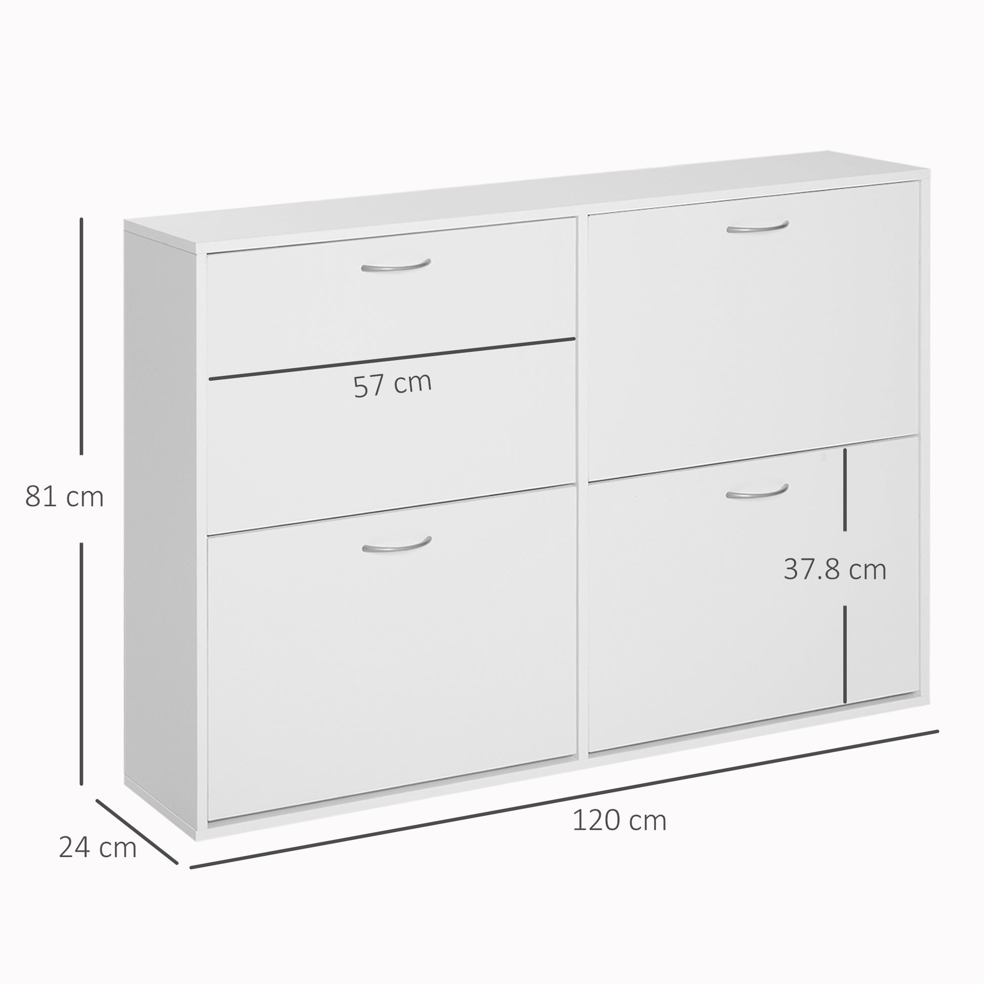 HOMCOM Shoe Cabinet, 120Lx24Wx81H cm, Particle Board-White