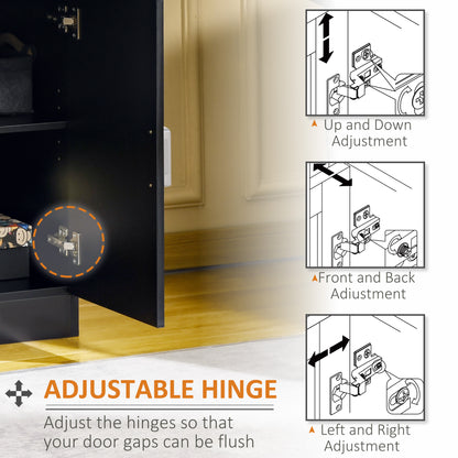 HOMCOM Modern Storage Cabinet, Small Floor Cupboard with Drawer and Adjustable Shelf for Kitchen, Living Room, Bedroom, Hallway, Black