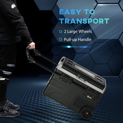 Outsunny 40L Car Refrigerator, Portable Compressor Cooler Box, Fridge Freezer with Inner LED Light & Foldable Handles, 12/24V DC and 110-240V AC