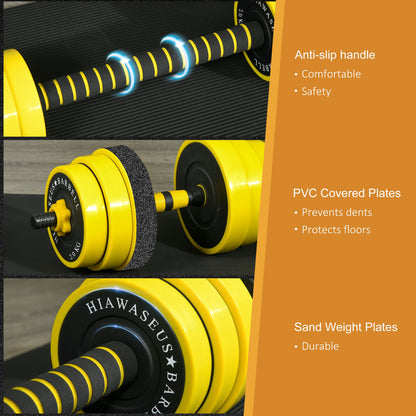 HOMCOM 30kg Dumbbell & Barbell  Adjustable Set Plate Bar Clamp Rod Home Gym Sports Area Exercise Ergonomic