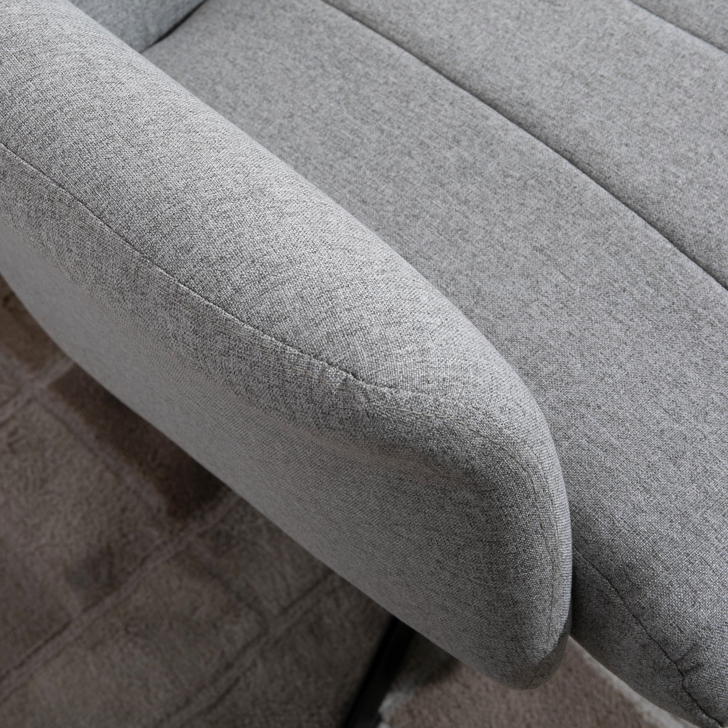 HOMCOM Linen Fabric Recliner and Ottoman Set, Swivel Leisure Lounge Chair with Footstool, 135° Adjustable Backrest and Thick Foam Padding, Light Grey