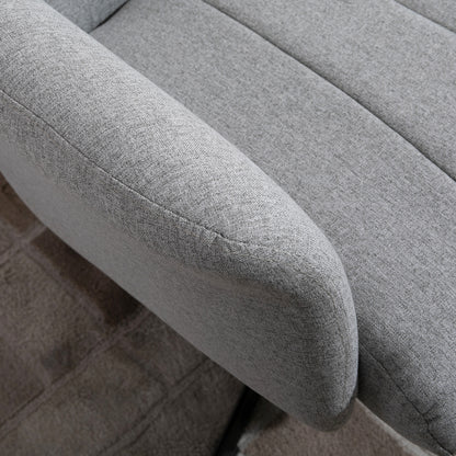 HOMCOM Linen Fabric Recliner and Ottoman Set, Swivel Leisure Lounge Chair with Footstool, 135° Adjustable Backrest and Thick Foam Padding, Light Grey