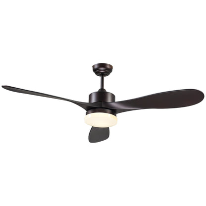 HOMCOM Reversible Indoor Ceiling Fan with Light, Modern Mount LED Lighting Fan with Remote Controller, for Bedroom, Living Room, Brown