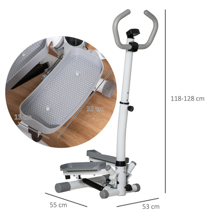 HOMCOM Adjustable Twist Stepper Aerobic Ab Exercise Fitness Workout Machine w/ LCD Screen, Height Adjust Handlebars for Home Gym, White