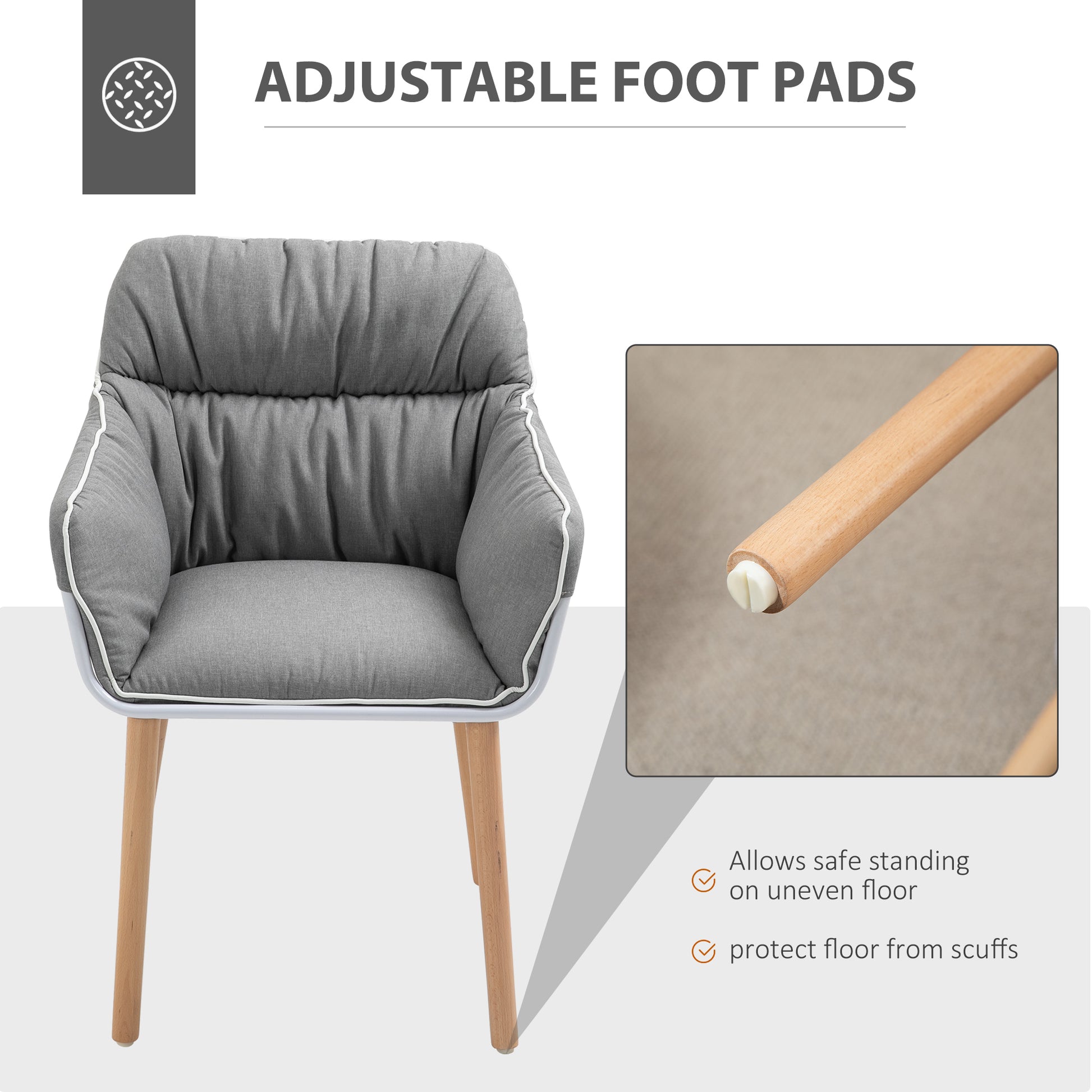 HOMCOM Contrast Piped Accent Chair Modern Home Seat w/ Thick Padding Wood Legs Foot Pads Modern Leisure Armchair Bedroom Lounge Conservatory