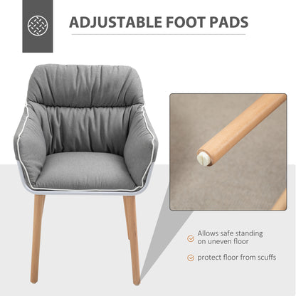 HOMCOM Contrast Piped Accent Chair Modern Home Seat w/ Thick Padding Wood Legs Foot Pads Modern Leisure Armchair Bedroom Lounge Conservatory