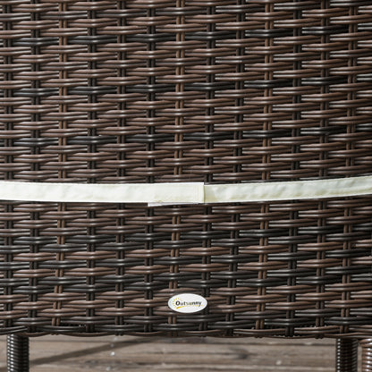 Outsunny Set of Four Armless Rattan Garden Chairs - Brown