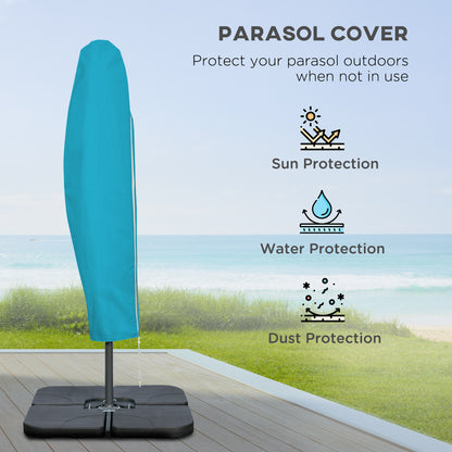 Outsunny 3m Overhanging Parasol, with Base, Weights and Cover - Blue