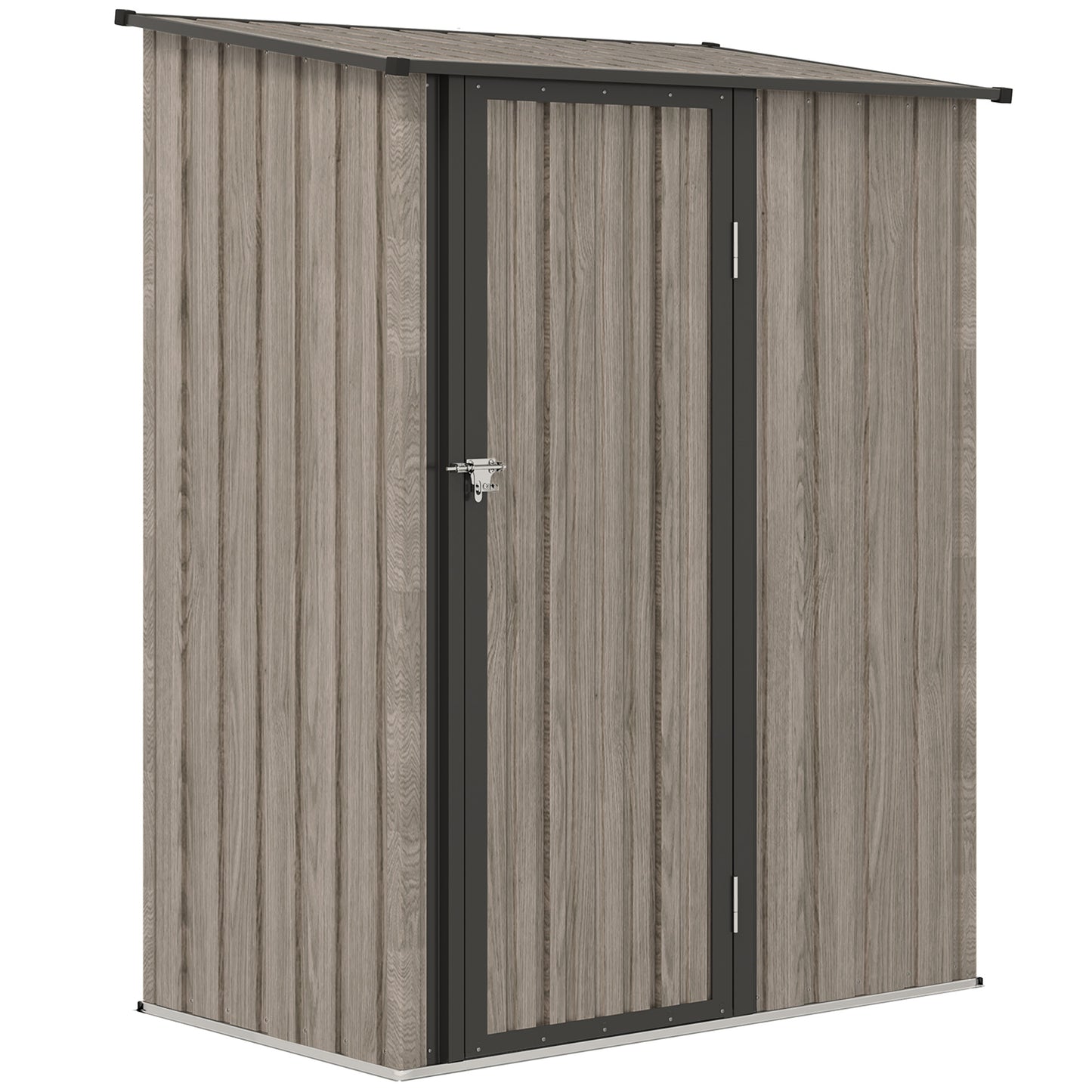 Outsunny 5ft x 3ft Metal Garden Storage Shed, Outdoor Tool Shed with Sloped Roof, Lockable Door for Tools, Equipment, Light Grey