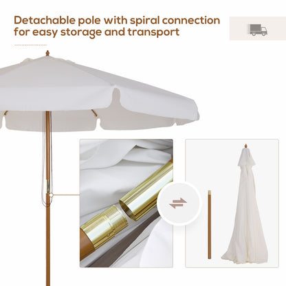 Outsunny 3.3m Elegant Wooden Parasol - Cream