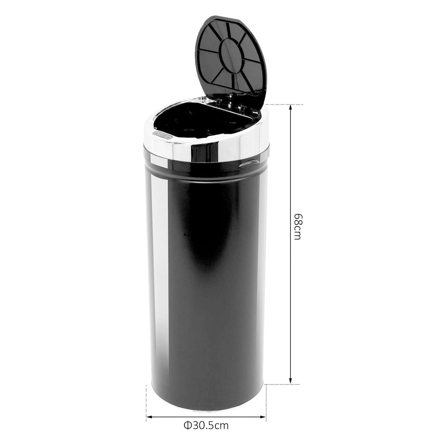 HOMCOM 42L Stainless Steel Sensor Trash Can W/ Bucket-Black