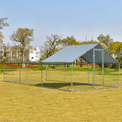 Large Metal Walk-in Chicken Coop with Waterproof and Sun-proof Cover