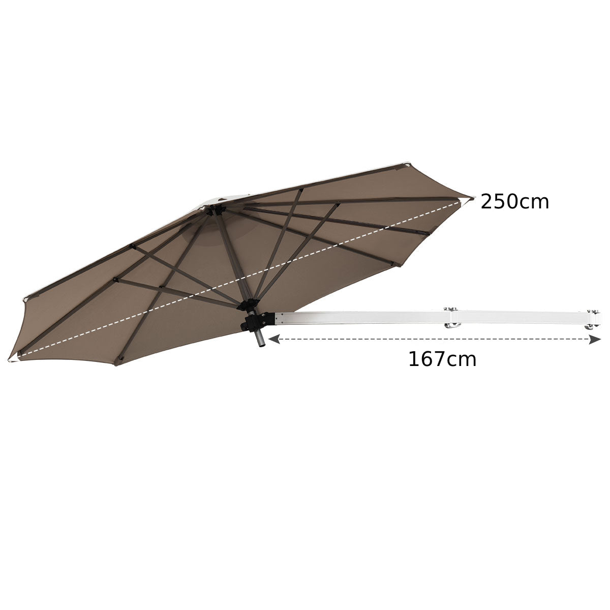 Outdoor Tilting Sunshade Umbrella with Large Shading Area-Brown
