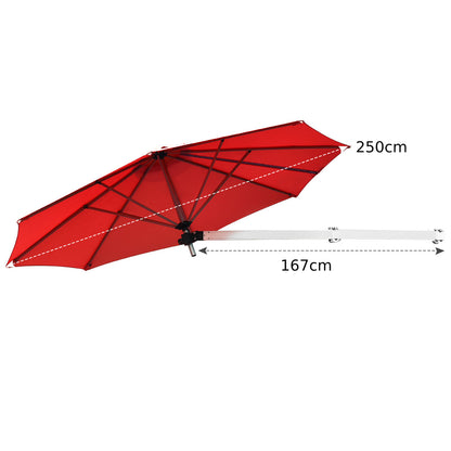 Outdoor Tilting Sunshade Umbrella with Large Shading Area-Burgundy