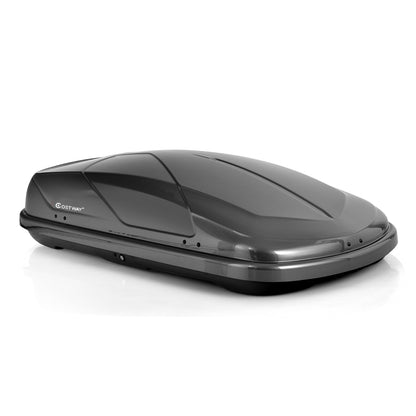 400L Car Rooftop Cargo Box with Security Keys and Dual Side Opening-Grey