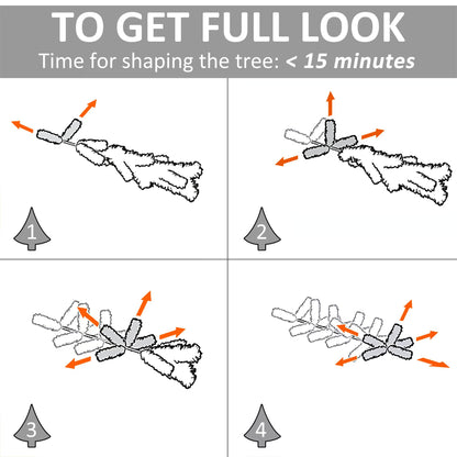 HOMCOM 3ft White Pre Lit Christmas Tree w/ 90 LEDs Star Topper Tri-Base Full Bodied Seasonal Decoration Pre-Lit Home