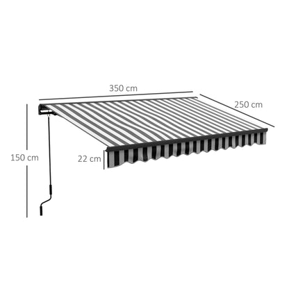 Outsunny 2.5 x 3.5m Aluminium Frame Electric Awning, with Remote - Grey/White