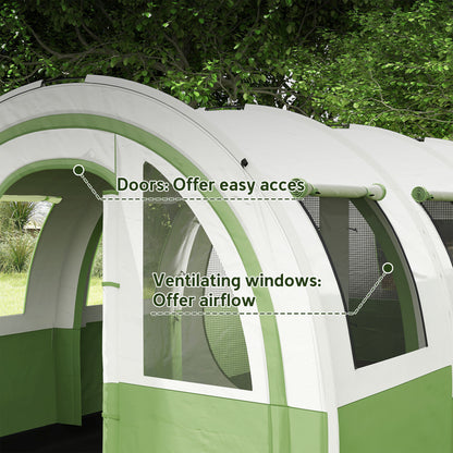 Outsunny 3000mm Waterproof Camping Tent, 5-6 Man Family Tent with Living and Bedroom, Carry Bag Included, Cream and Green