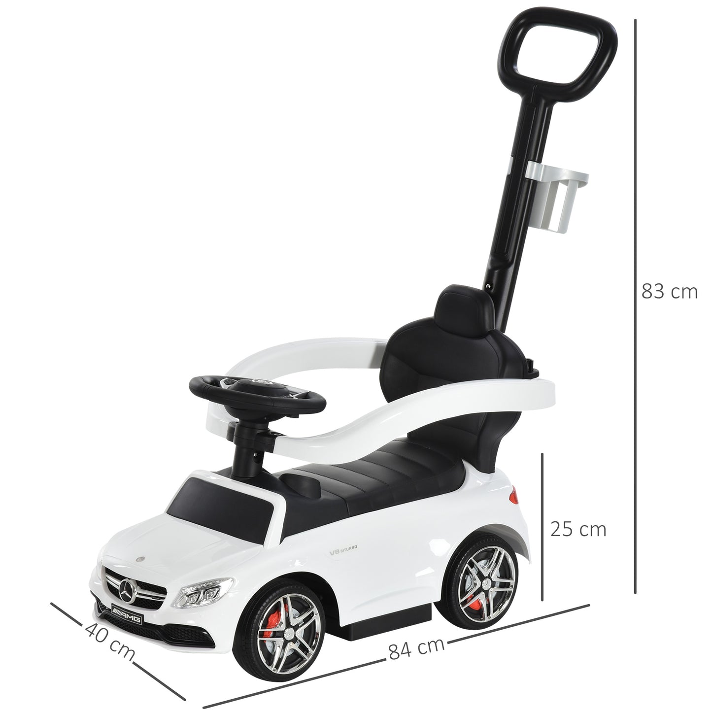 HOMCOM Toddlers Push Along Car Licensed PP Mercedes-Benz Ride On Stroller White