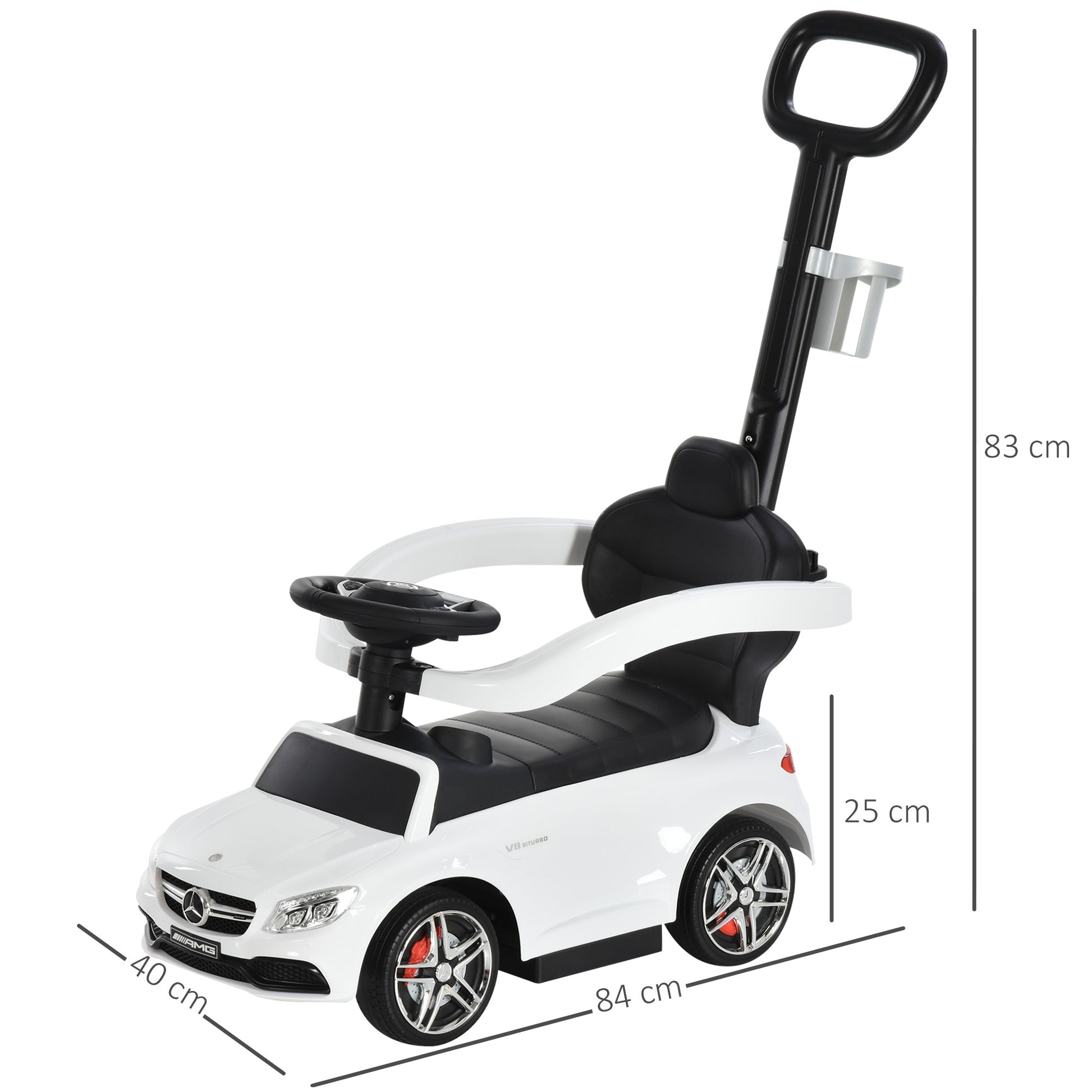 HOMCOM Toddlers Push Along Car Licensed PP Mercedes-Benz Ride On Stroller White