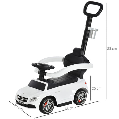 HOMCOM Toddlers Push Along Car Licensed PP Mercedes-Benz Ride On Stroller White