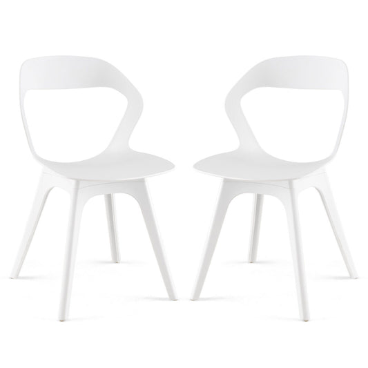 2 Pieces Modern Kitchen Dining Chair Set-White