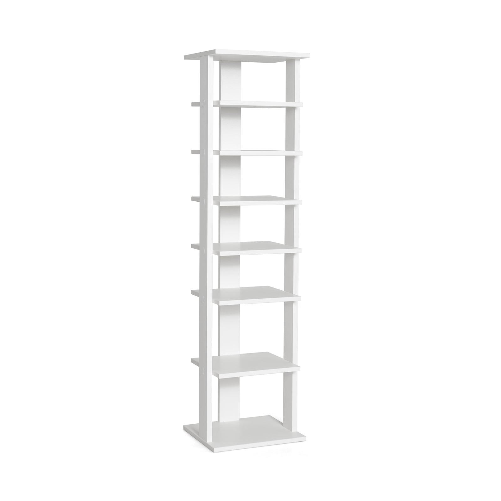 Wooden Vertical Shoe Rack with 7 Shelves-White