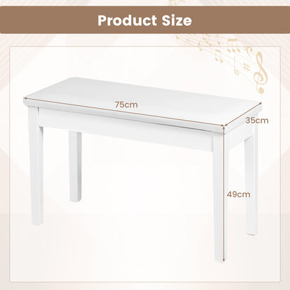 2-in-1 Padded Piano Bench with Storage Space-White
