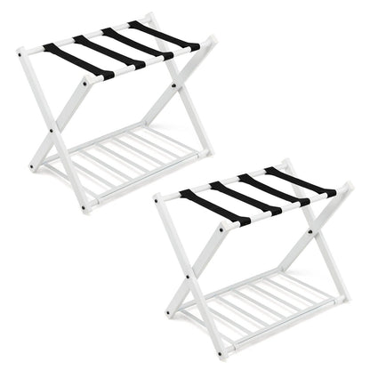 2 Piceces 2-Tiers Folding Luggage Rack Set-White
