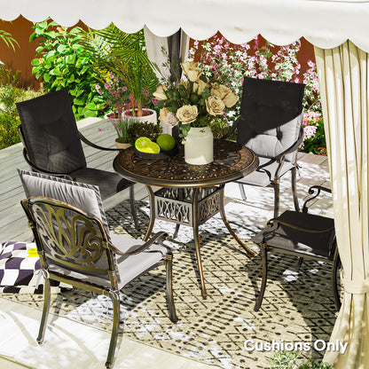 Outsunny Set of Four Padded Garden Seat Cushions - Charcoal Grey