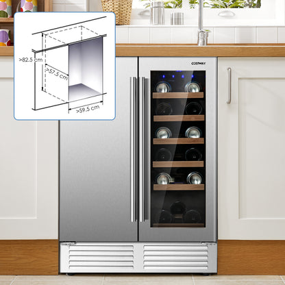 2-in-1 Beverage and Wine Cooler with Powerful Compressor-Silver