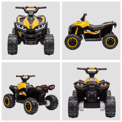 HOMCOM 12V Quad Bike with Forward Reverse Functions, Ride on Car ATV Toy with High/Low Speed, Slow Start, Suspension System, Horn, Music, Yellow