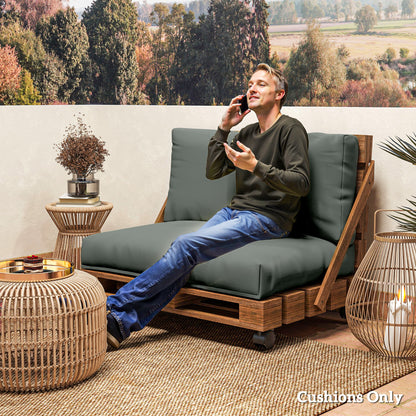 Outsunny Two Piece Seat Pallet and Back Cushions - Charcoal Grey