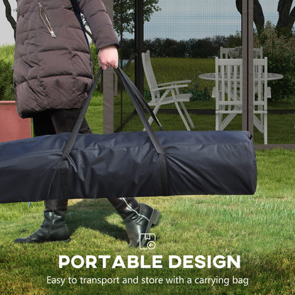 Outsunny 3.25 x 3.25m Pop Up Gazebo, Double-roof Garden Tent with Netting and Carry Bag, Party Event Shelter for Outdoor Patio, Brown and Grey